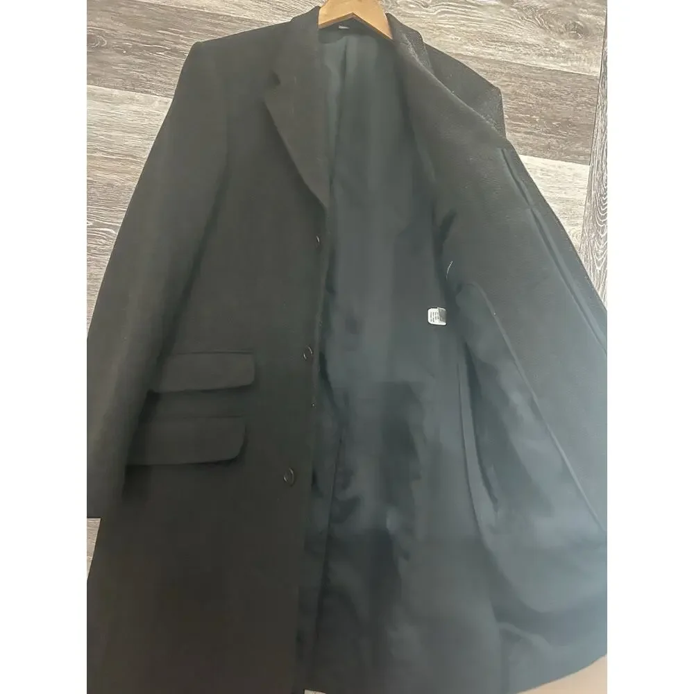 Banana Republic Parka Wool Coat Long Black Men's Large Pockets
